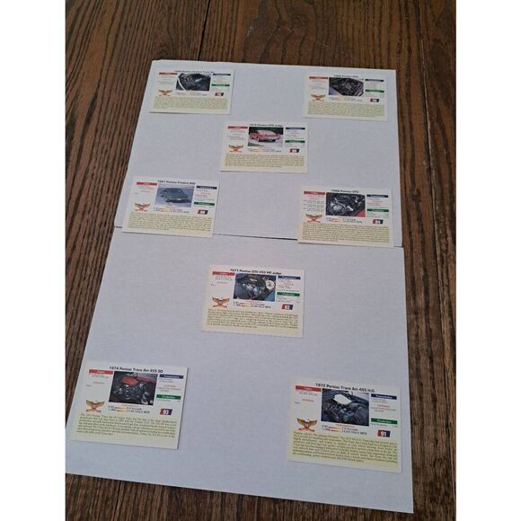 Vintage 1992 Collect A Card Musclecar Trading Cards Lot of 8 Pontiac Car Cards - Picture 4 of 6